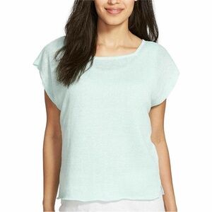 Eileen Fisher Aurora Green Organic Linen Knit Crop Sweater Top Size Petite Small